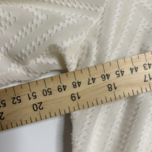 Eclair S Women’s Blouse Balloon Sleeve Cream Lace Hem Career*1 Fabric Spot Geo - Picture 9 of 11